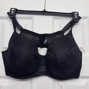 Women’s 44F Black Lace Bra Full Coverage Underwire Plus Size Support Bra 44F